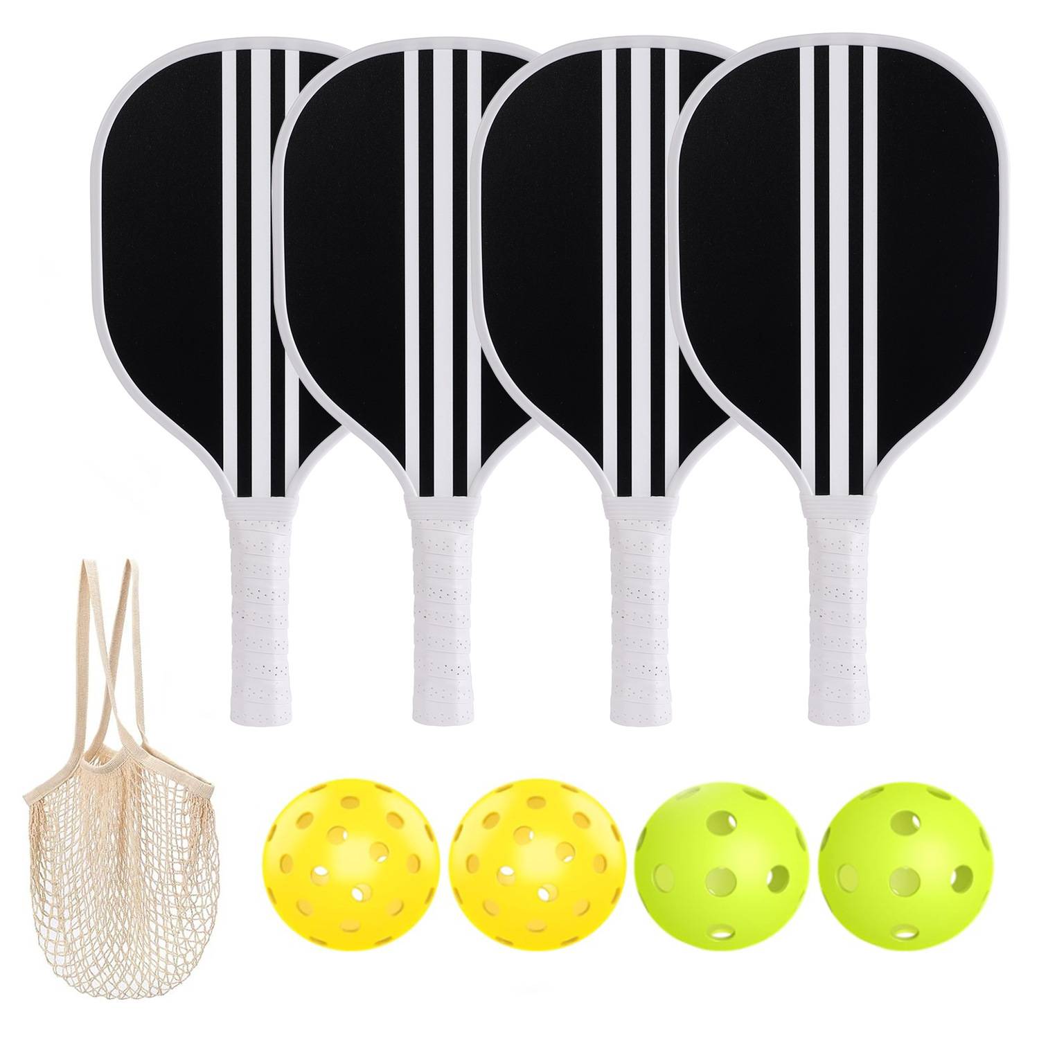 [Nine -layer poplars of poplar worm racket] 4 rackets (border)+4 ball+1 net pocket [Model 7007]